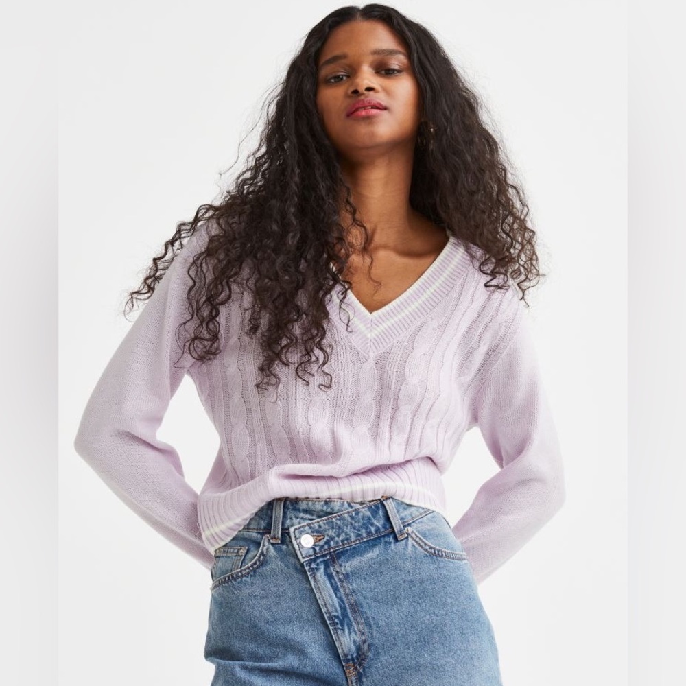 H&M V-neck Cable-knit Sweater